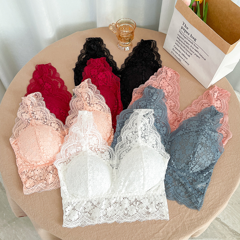 3pcs Women's Floral Lace Brale - Bralette Wireless Soft recension och pris