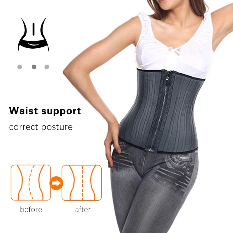 25-Steel Bones Latex Waist Tra - Shapewear Bodysuit Firm recension och pris